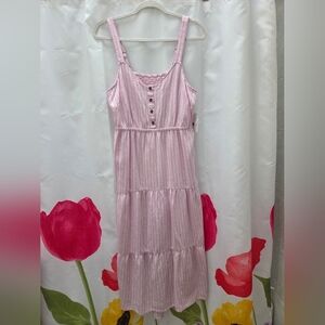 Pink Striped Sleeveless Dress By Sonoma Sz L